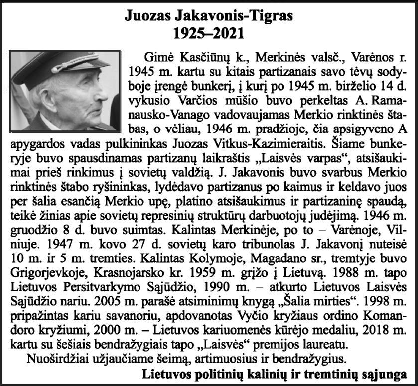 Juozas-Jakavonis „Tremtinys“, 2021.11.26 Nr. 44